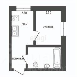 1-комн.кв., 18 м², этаж 1