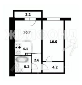 2-комн.кв., 43 м², этаж 1