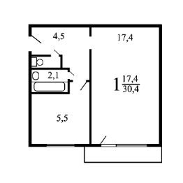 1-комн.кв., 33 м², этаж 5