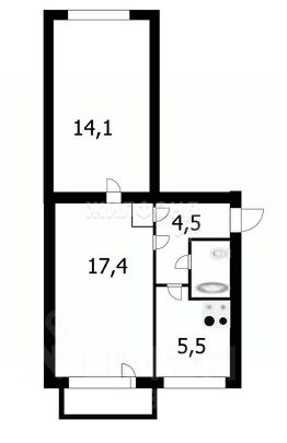 2-комн.кв., 43 м², этаж 3