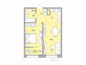 2-комн.кв., 45 м², этаж 17