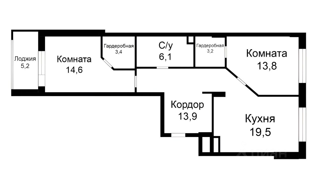 Планировка этой квартиры по данным Циан