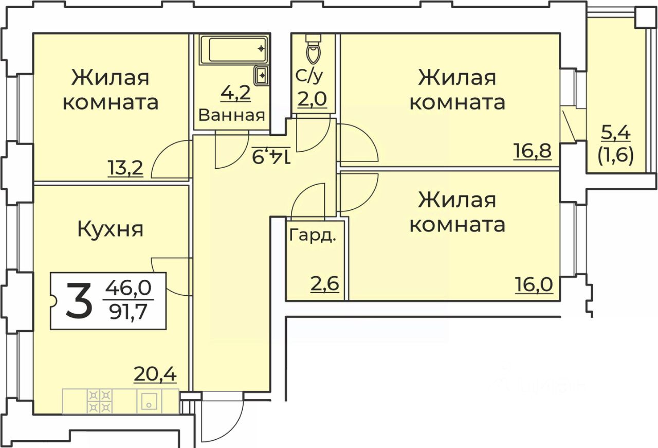 Купить 3-комнатную квартиру в микрорайоне Сеспель-Студгородок в городе  Чебоксары, продажа трехкомнатных квартир во вторичке и первичке на Циан.  Найдено 13 объявлений