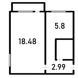 1-комн.кв., 35 м², этаж 1