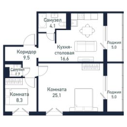 2-комн.кв., 65 м², этаж 7