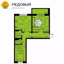 2-комн.кв., 68 м², этаж 13