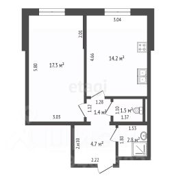 1-комн.кв., 42 м², этаж 4