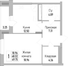 1-комн.кв., 50 м², этаж 10