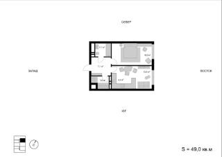 2-комн.кв., 49 м², этаж 13