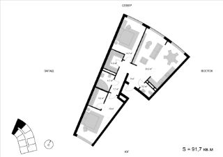 3-комн.кв., 92 м², этаж 2