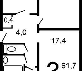 3-комн.кв., 62 м², этаж 7