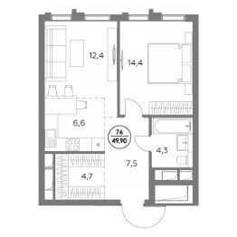 1-комн.кв., 50 м², этаж 13