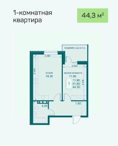 1-комн.кв., 44 м², этаж 7