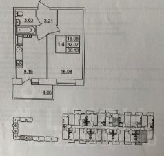 1-комн.кв., 36 м², этаж 12