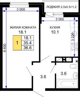 1-комн.кв., 37 м², этаж 15