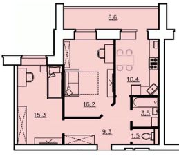 2-комн.кв., 32 м², этаж 9