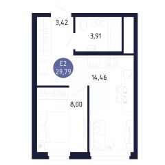 1-комн.кв., 30 м², этаж 15