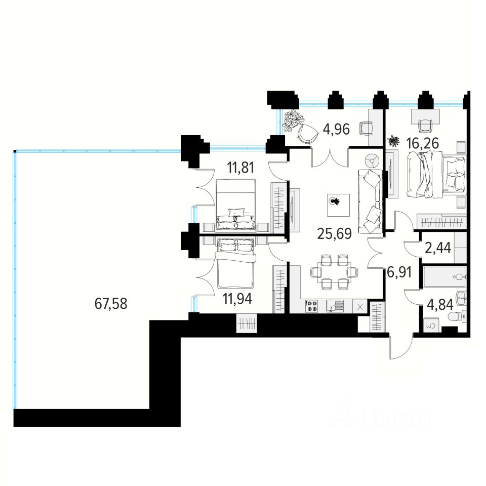 Продаю трехкомнатную квартиру 149,9м² пер. 1-й Осенний, 15, Рязань,  Рязанская область - база ЦИАН, объявление 295795454