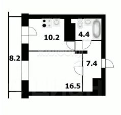 1-комн.кв., 39 м², этаж 6