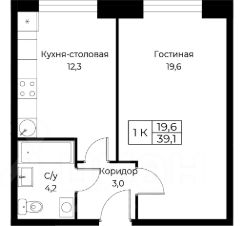 1-комн.апарт., 39 м², этаж 26