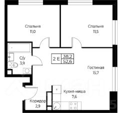 2-комн.апарт., 53 м², этаж 26