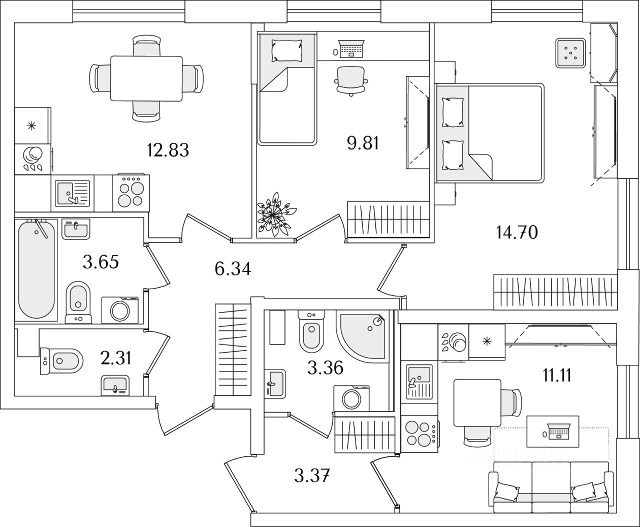 Продается2-комн.квартира,49,64м²