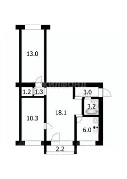 3-комн.кв., 56 м², этаж 4