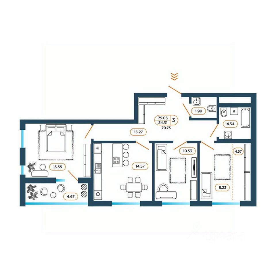 Купить 3-комнатную квартиру в Батайске, продажа трехкомнатных квартир во  вторичке и первичке на Циан. Найдено 952 объявления