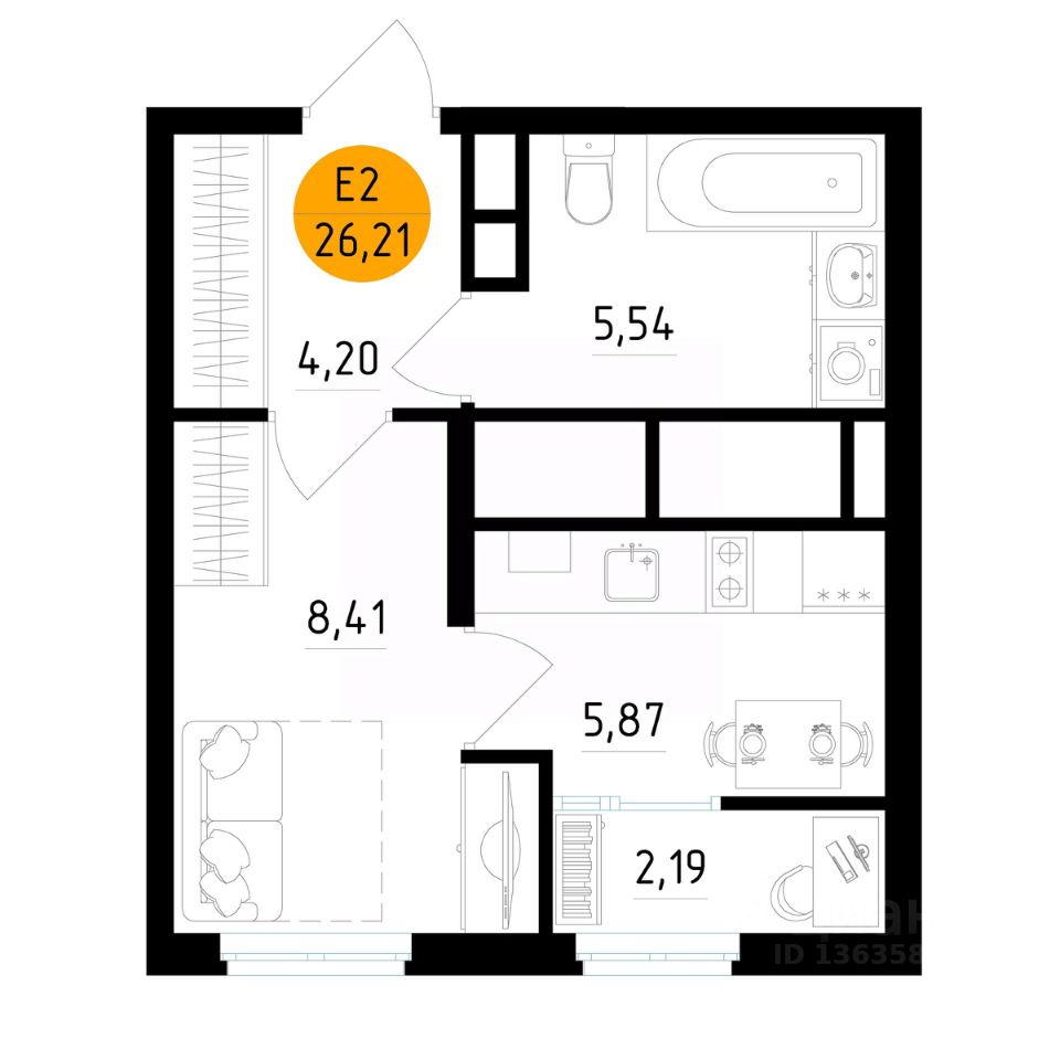 Купить 3-комнатную квартиру, 56 м² по адресу Рязань, Быстрецкая улица, 19к1, 18 