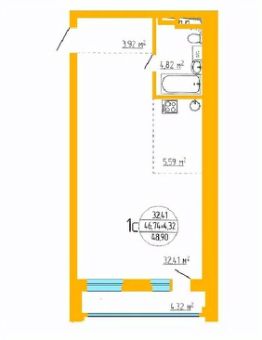 2-комн.апарт., 47 м², этаж 8