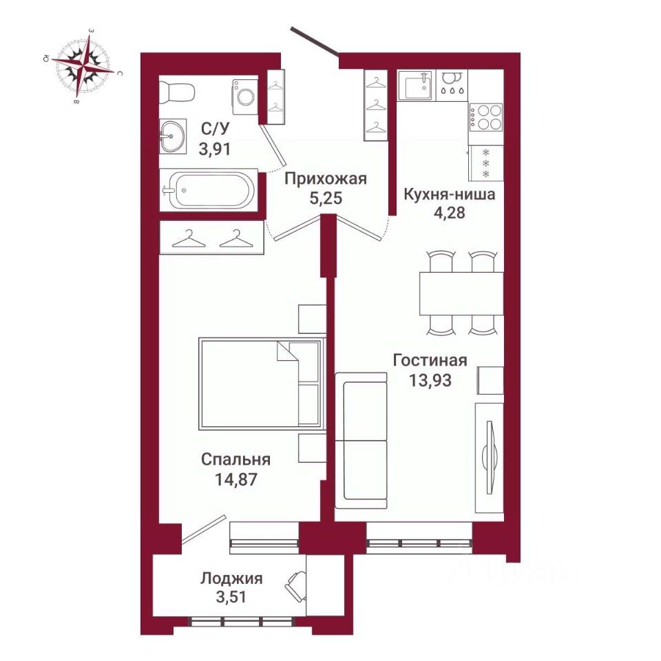 Продаю двухкомнатную квартиру 40,7м² ул. Державина, 50, Новосибирск,  Новосибирская область, м. Маршала Покрышкина - база ЦИАН, объявление  281021159