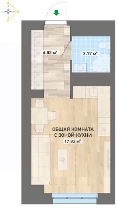1-комн.кв., 27 м², этаж 26