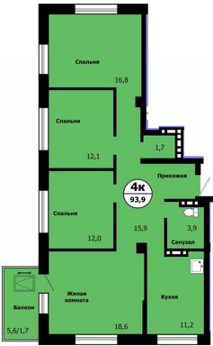 4-комн.кв., 94 м², этаж 8