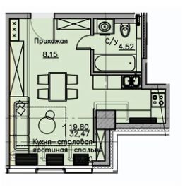 апарт.-студия, 32 м², этаж 9