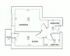 1-комн.кв., 32 м², этаж 2