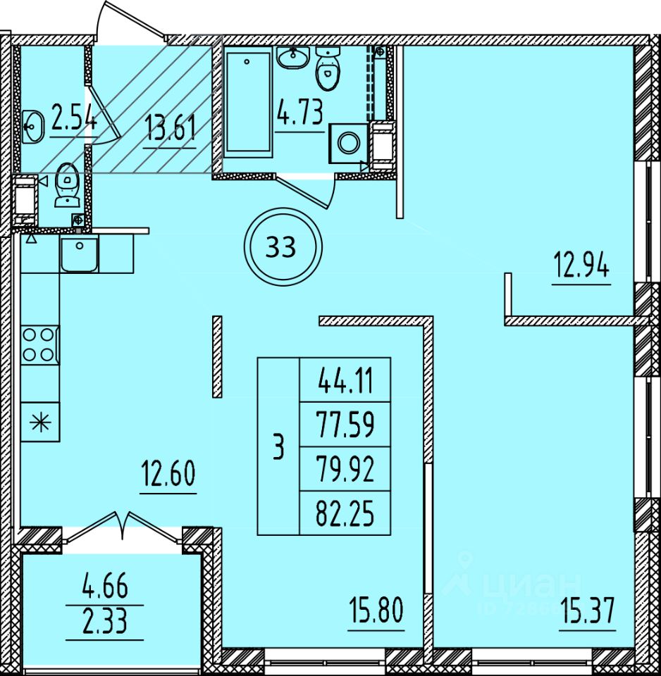 Купить трехкомнатную квартиру 77,6м² Санкт-Петербург, Шушары поселок,  Образцовый квартал 14 жилой комплекс, м. Купчино - база ЦИАН, объявление  296121687