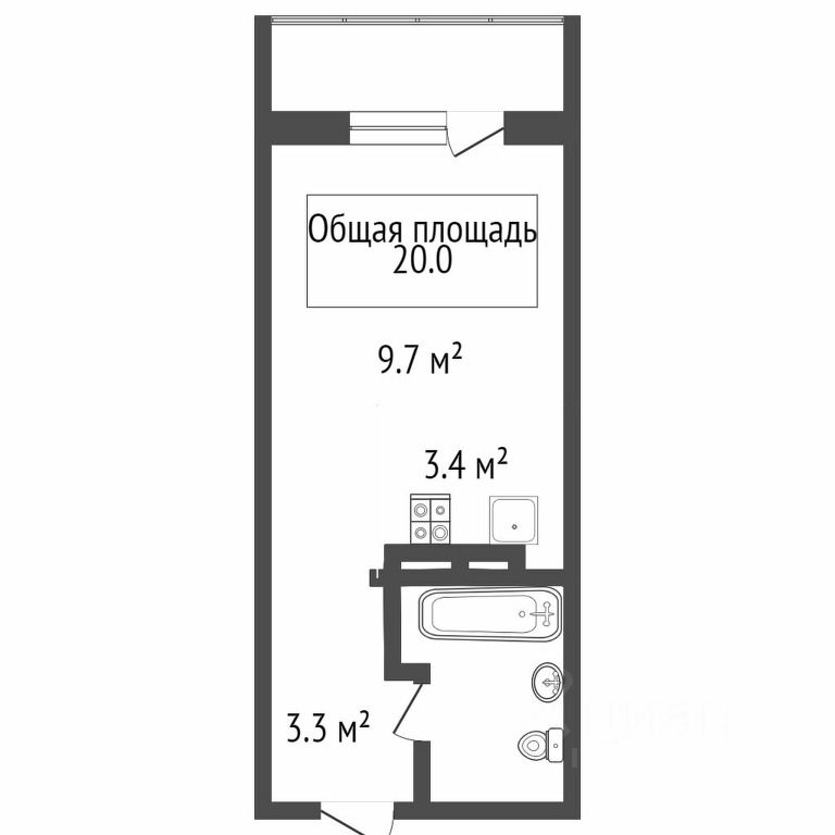 Планировка этой квартиры по данным Циан