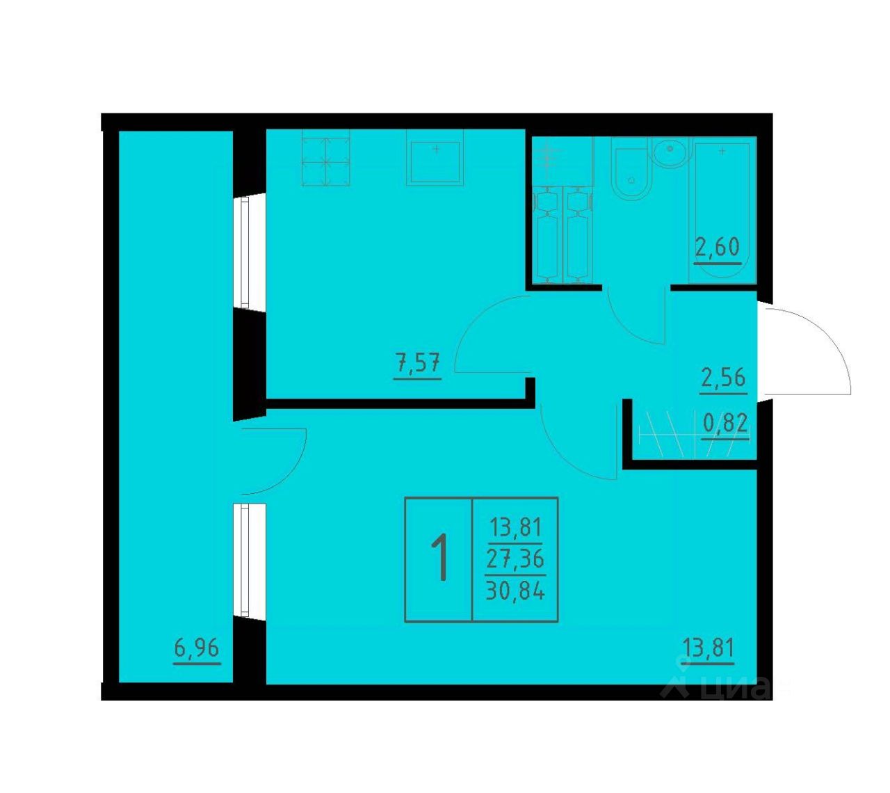 Продажа однокомнатной квартиры 30,8м² Белозерская ул., 26, Пермь, Пермский  край - база ЦИАН, объявление 296202289