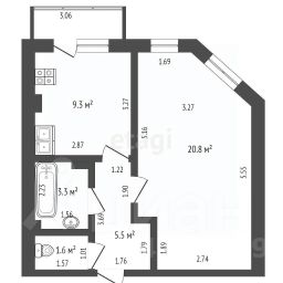1-комн.кв., 40 м², этаж 1