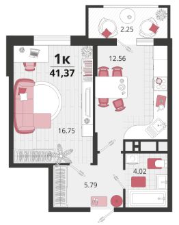1-комн.кв., 41 м², этаж 8