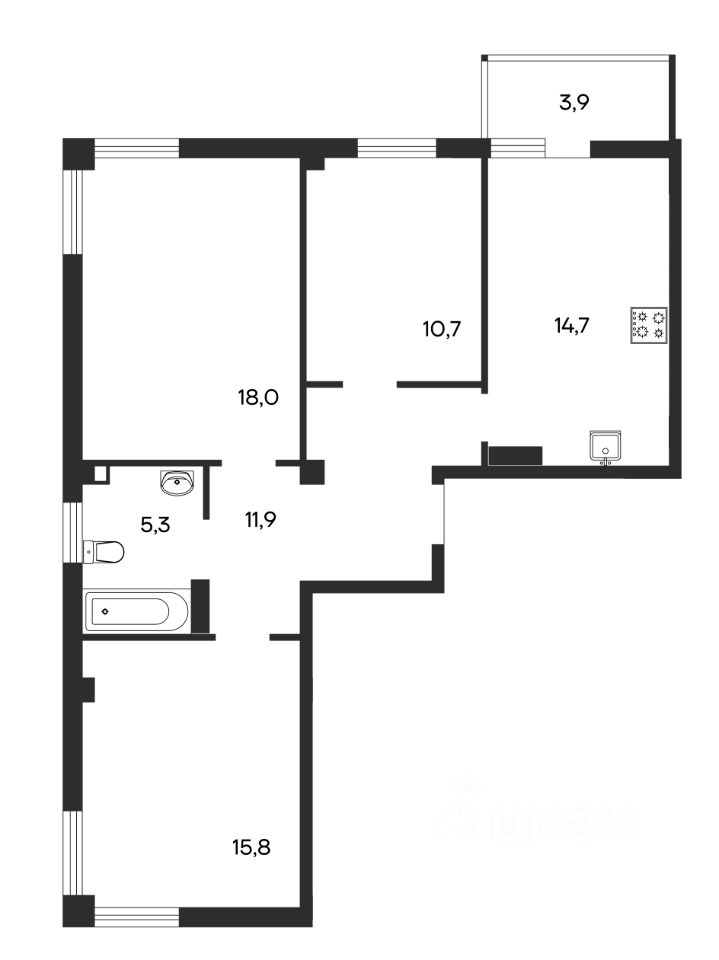 Продается3-комн.квартира,80,3м²