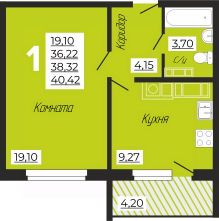 1-комн.кв., 40 м², этаж 6