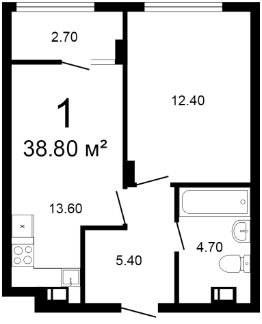1-комн.кв., 39 м², этаж 10