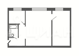 2-комн.кв., 46 м², этаж 1