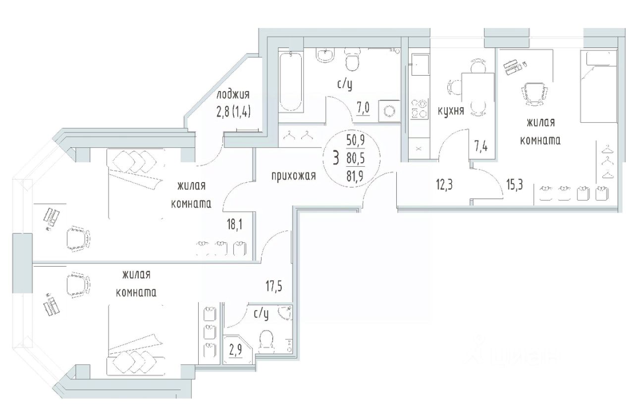 Купить 3-комнатную квартиру 80 кв.м. в Перми, продажа 3-комнатных квартир  80 м2. Найдено 236 объявлений.