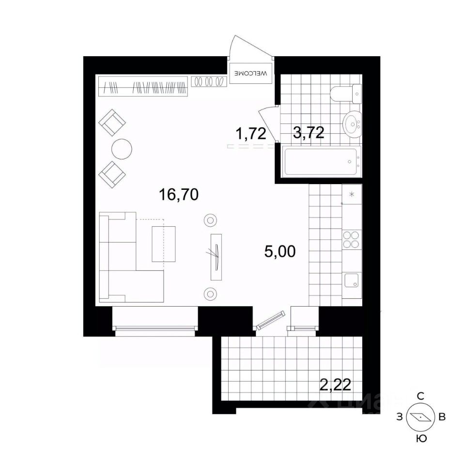 Продажа однокомнатной квартиры 27,1м² ул. Гвардейская, 3А, Березовский,  Свердловская область, м. Проспект Космонавтов - база ЦИАН, объявление  296696776