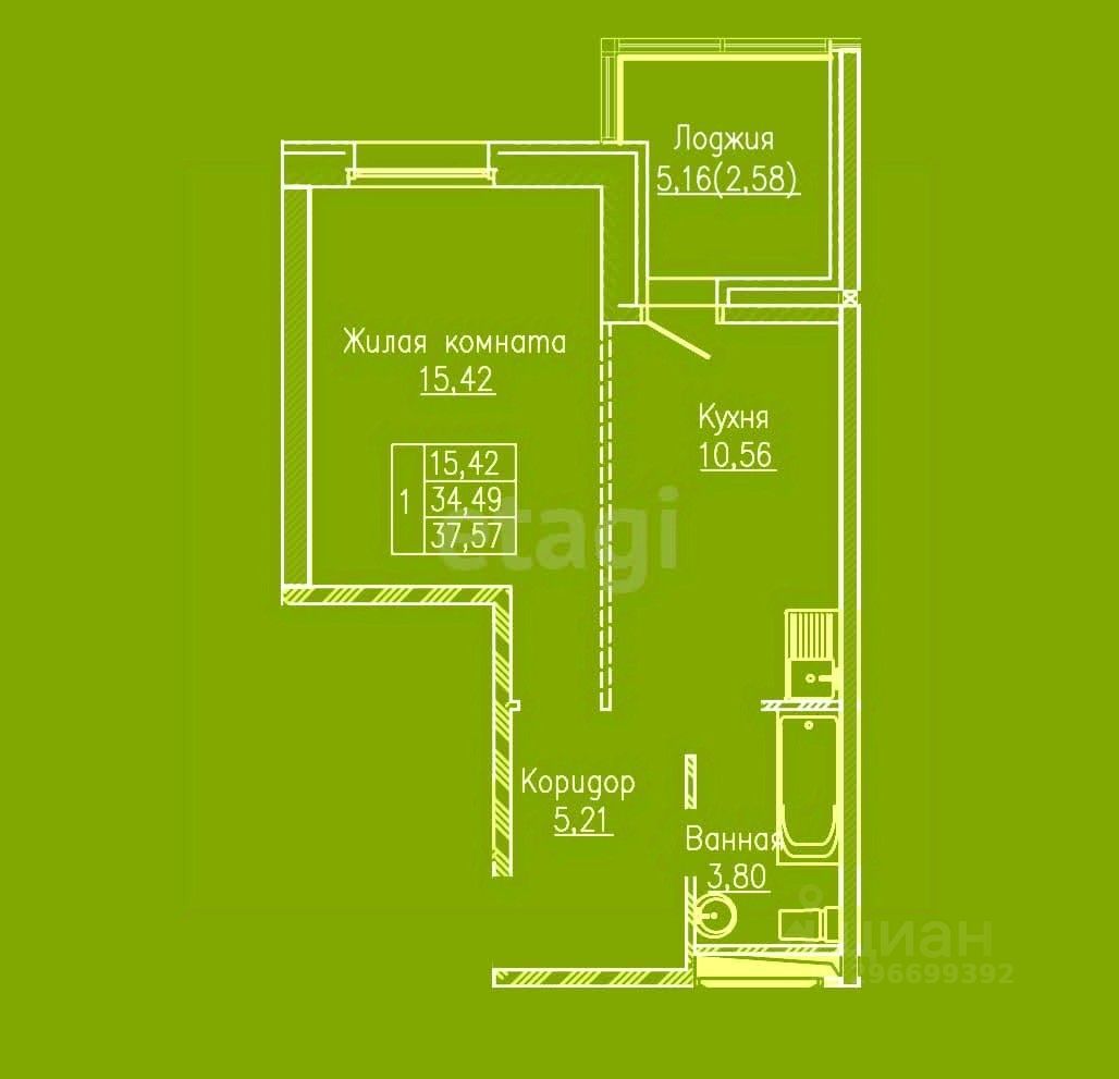 Продажа однокомнатной квартиры 37,6м² ул. Новожилова, 21, Владивосток,  Приморский край - база ЦИАН, объявление 296699392