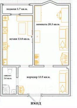 1-комн.кв., 53 м², этаж 14