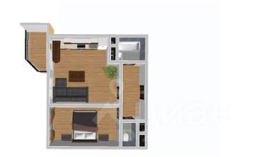 2-комн.кв., 40 м², этаж 1