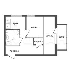 2-комн.кв., 45 м², этаж 2